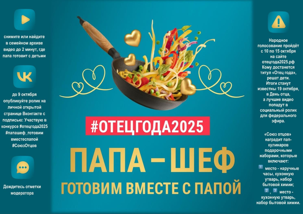 Приглашаем вологжан принять участие в видеоконкурсе «Папа-шеф. Готовим вместе с папой»